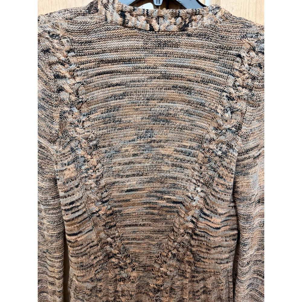 NIC+ZOE Multicolor Textured Knit V Neck Cardigan Sweater Women's M Braided Trim - Picture 14 of 16